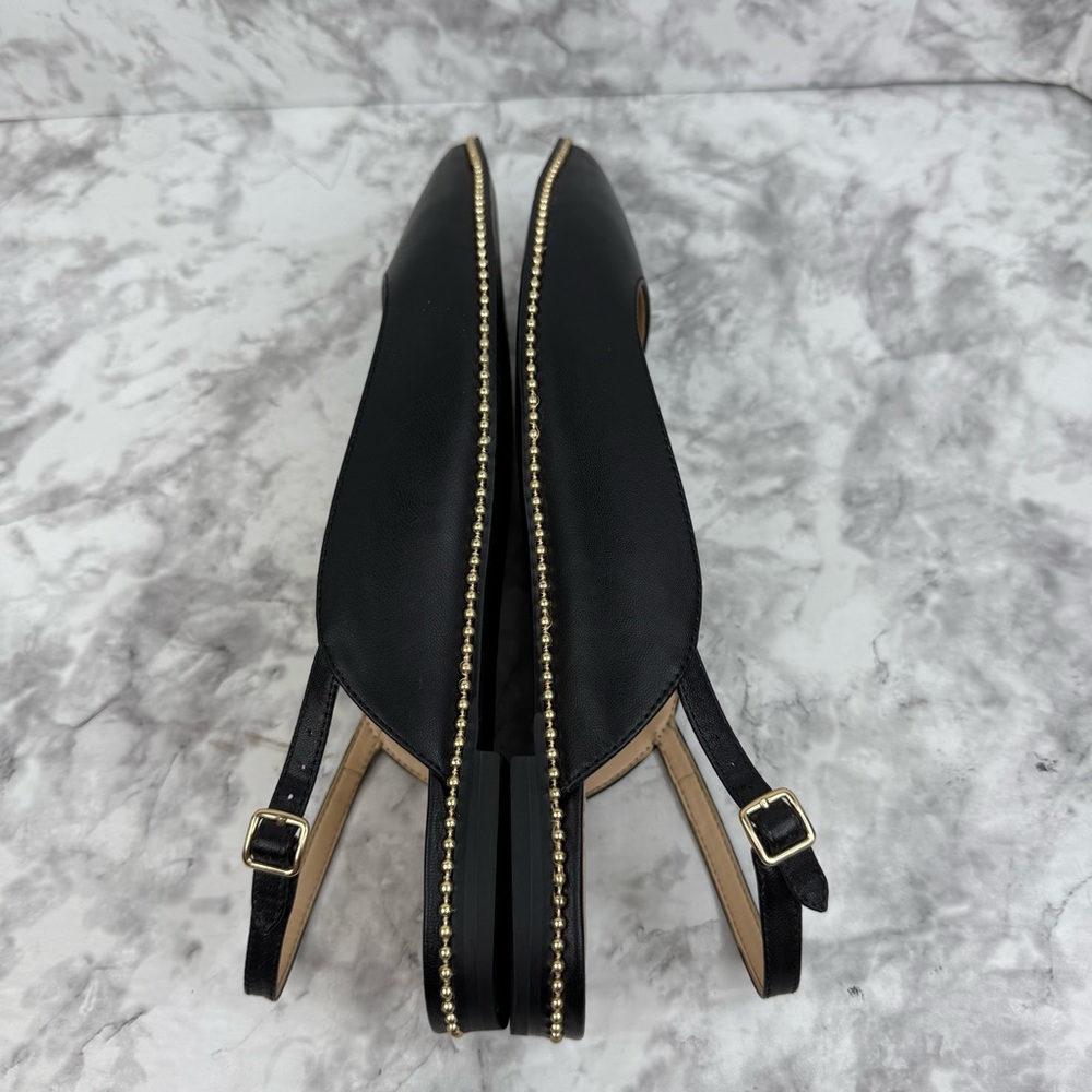 COACH Vae Skimmer Studded Slingback Flats Black  Leather Women’s Sz 10B - Picture 7 of 16